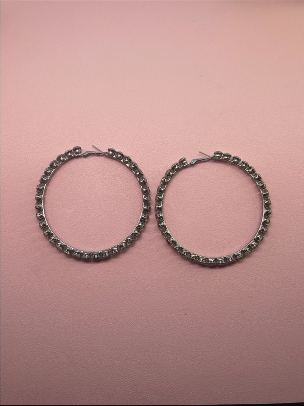 Fashion Nova Silver Crystal Hoop Earrings